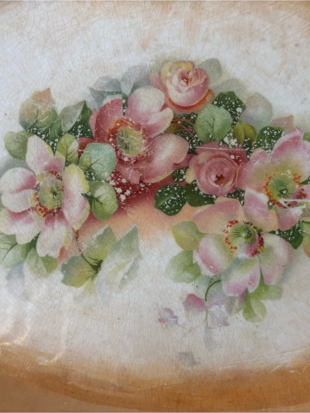 Vintage Floral Oval Serving Tray - Pink Rose Bouquet